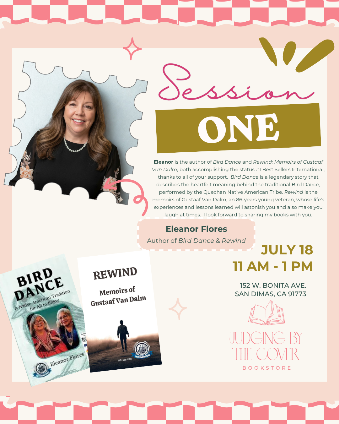 Join Eleanor on July 18, 11 am - 1 pm at Judging By The Cover Bookstore in San Dimas